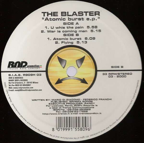 Atomic Burst E.P. front label