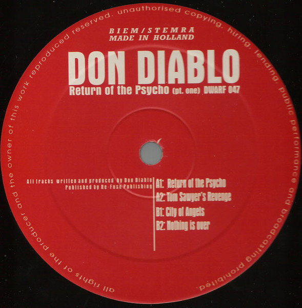 Return Of The Psycho (Pt. One) front label