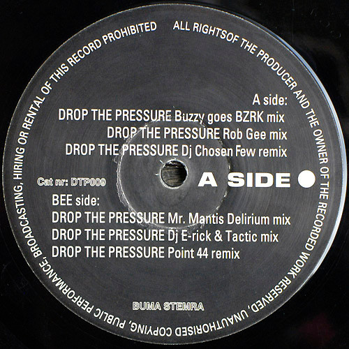 Drop The Pressure (The Mastermixes) front label