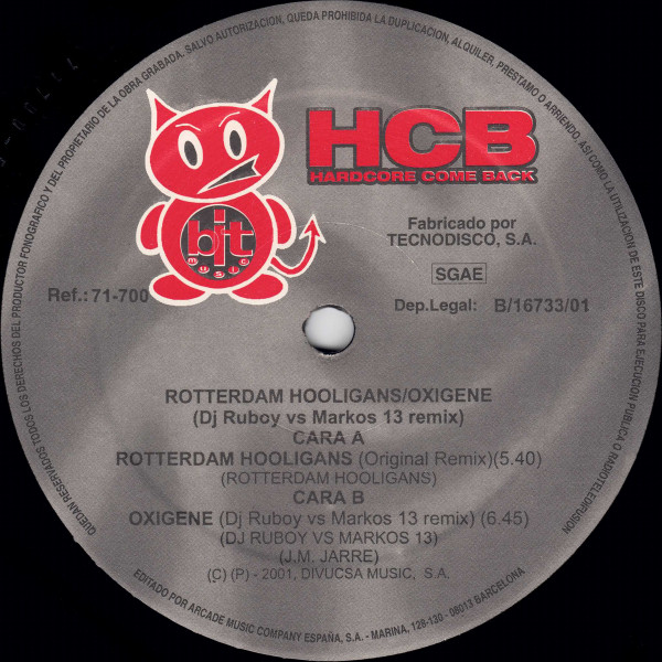 Rotterdam Hooligans / Oxigene back label