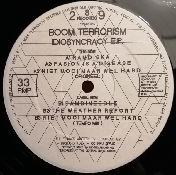 Idiosyncracy E.P. back label