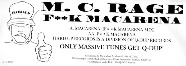 F**k Macarena back label