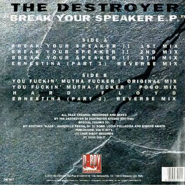 Break Your Speaker E.P. back cover