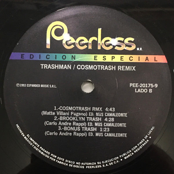 Cosmotrash (The Remixes) back label