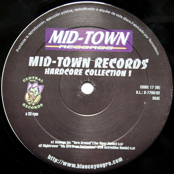 Mid-Town Records Hardcore Collection 1 front label