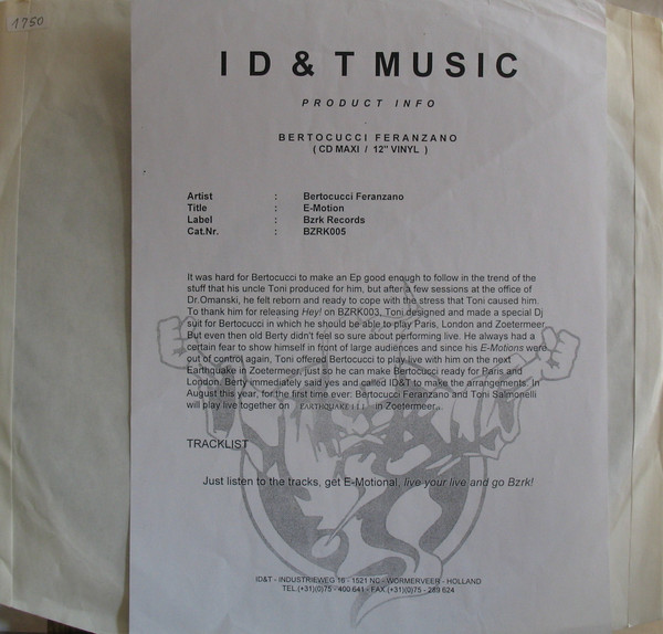 E-Motion EP back cover