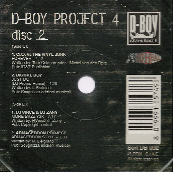 D-Boy Project 4 - 2001% Hardcore back label