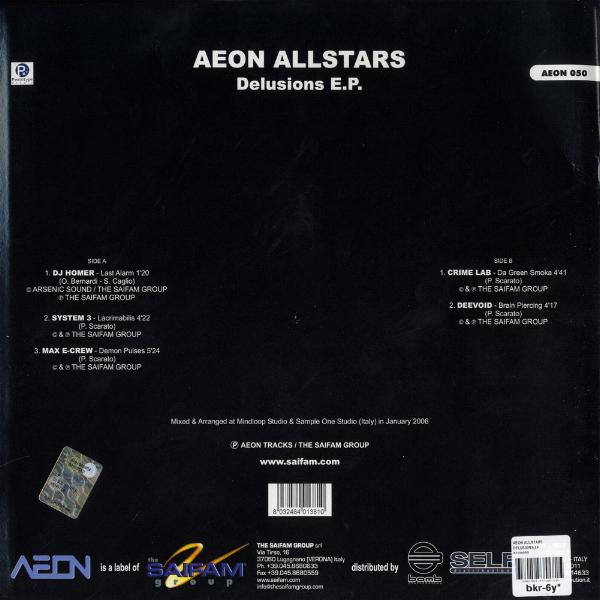 Aeon Allstars - Delusions E.P. back cover