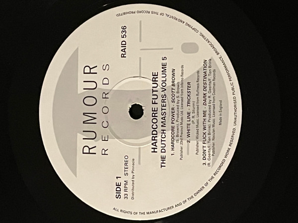 Hardcore Future - The Dutch Masters Volume Five back label