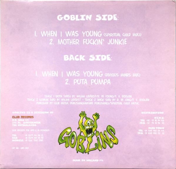 When I Was Young back cover