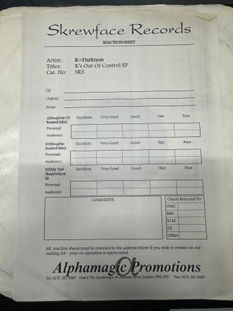 K's Out Of Control (EP) front label