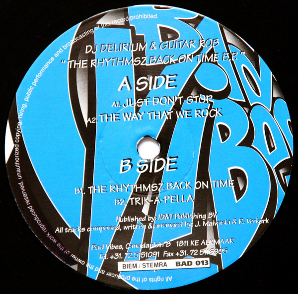 The Rhythmsz Back On Time E.P. front label