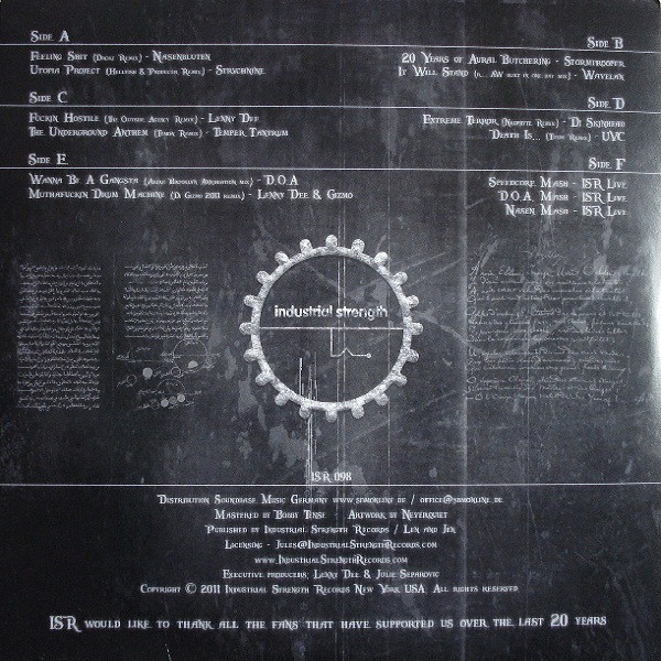 Remixen - 20 Years Of Industrial Strength Records front label