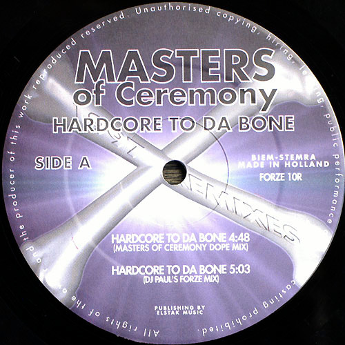 Hardcore To Da Bone (1997 Remixes) front label