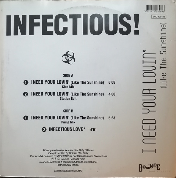 I Need Your Lovin' (Like The Sunshine) back cover