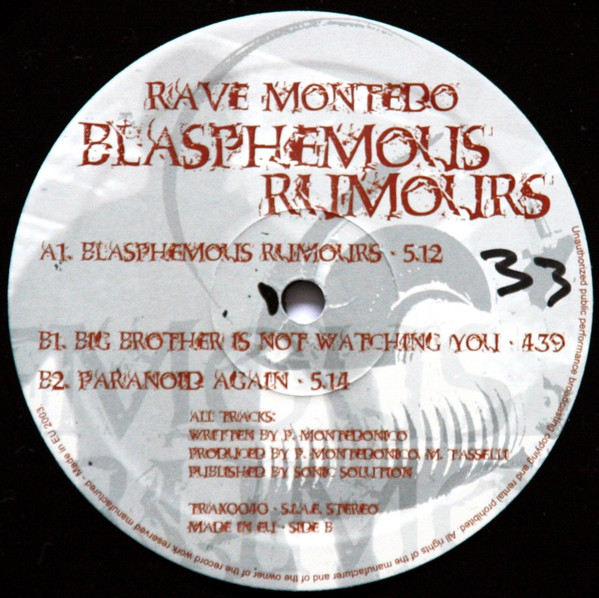 Blasphemous Rumours front label