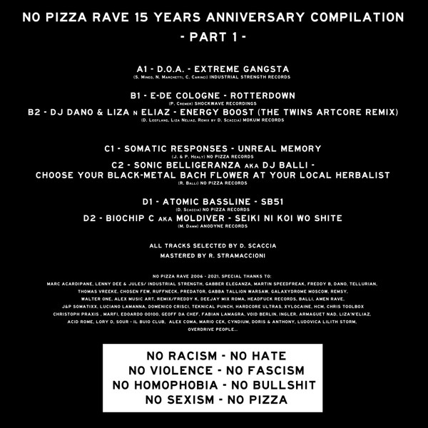 No Pizza Rave 15 Years Anniversary Compilation - Part 1 back cover
