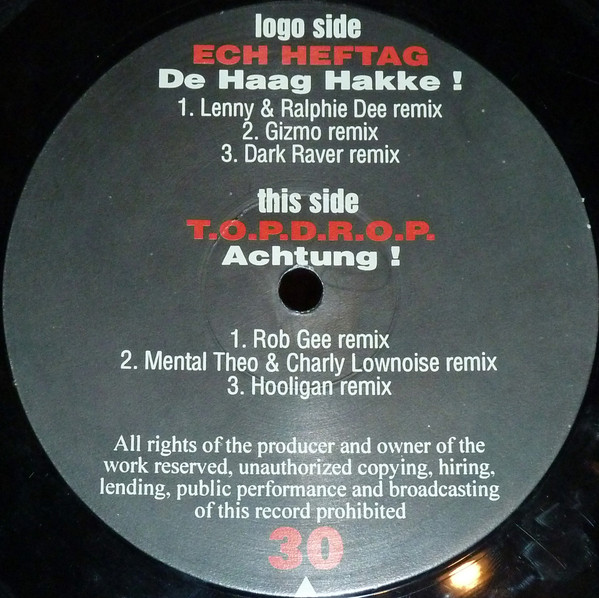 Hakke Remixes & Achtung Remixes front label