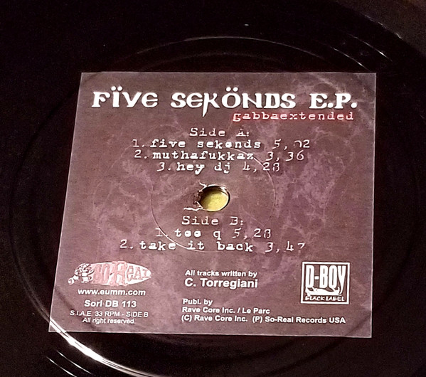 Fïve Sekönds E.P. front label