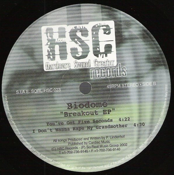 Breakout EP back label