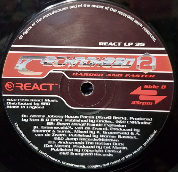 Technohead 2 - Harder And Faster back label