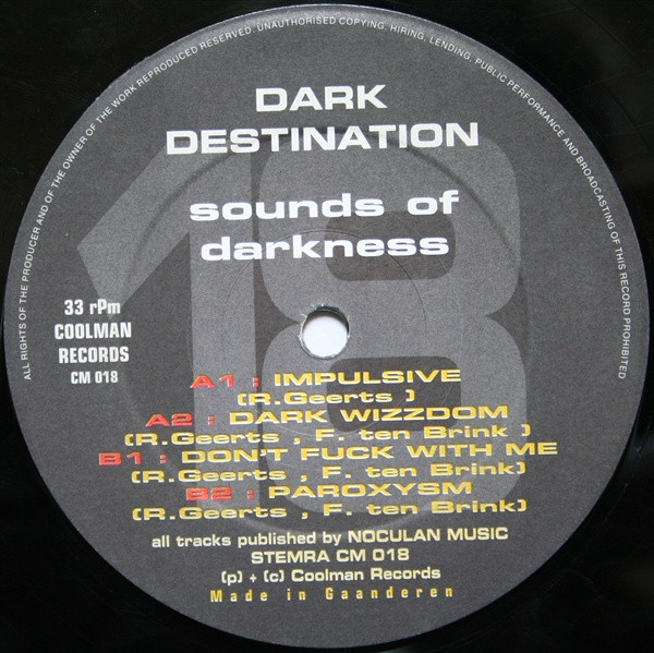 Sounds Of Darkness front label