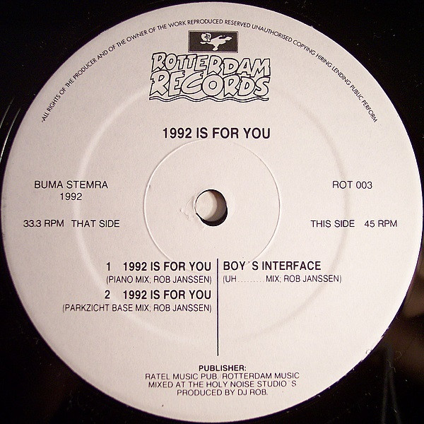1992 Is For You back label