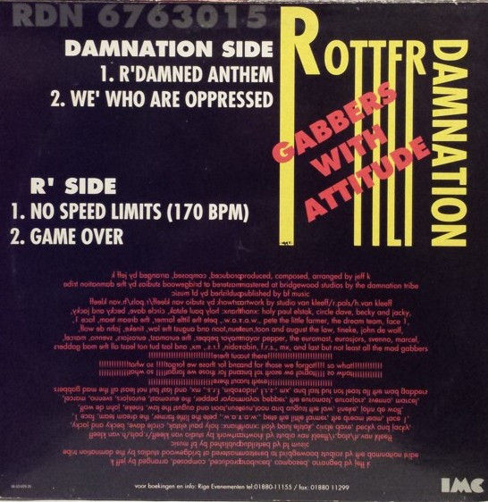 Gabbers With Attitude back label