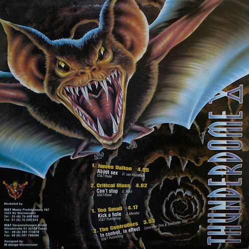 Thunderdome X (Sucking For Blood) back label