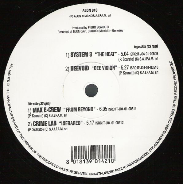 Aeoncore - The Allstars E.P. Vol. 01 back label