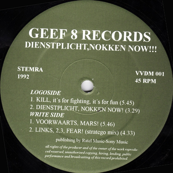 Dienstplicht, Nokken Now!! front label