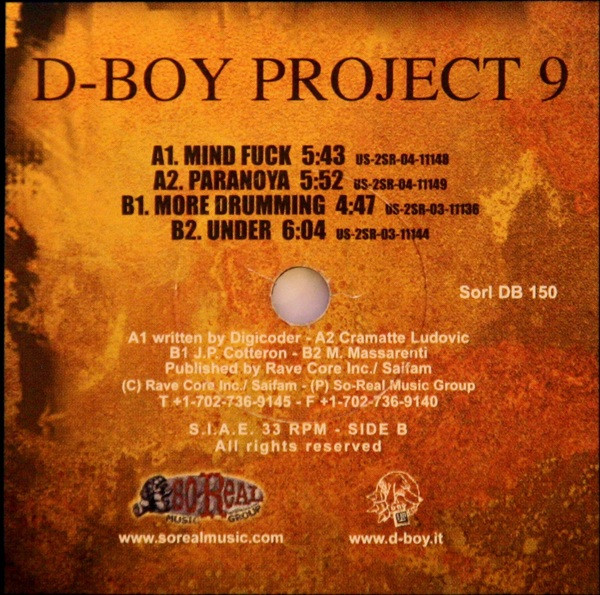 D-Boy Project 9: The Passion Of Hardcore front label