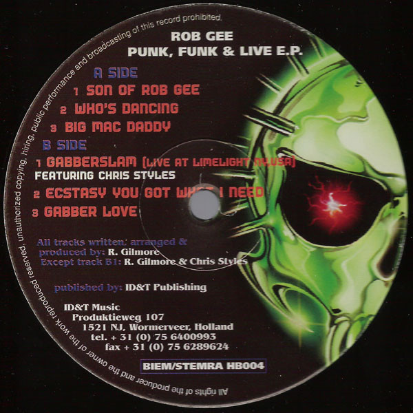 Punk, Funk & Live E.P. front label