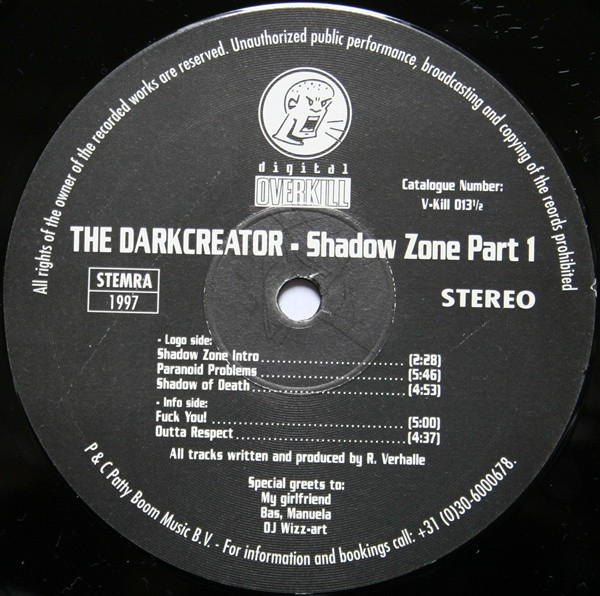 Shadow Zone E.P. Part 1 front label