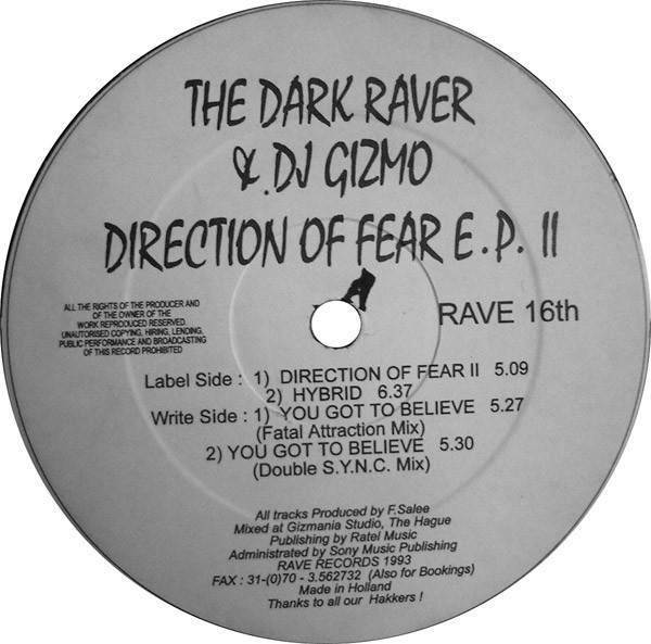 Direction Of Fear E.P. II back cover