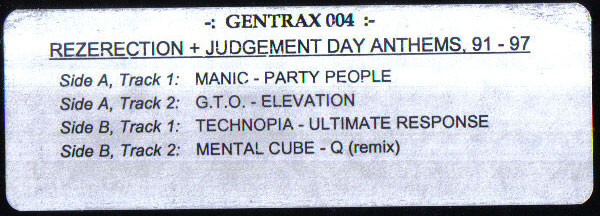 Rezerection + Judgement Day Anthems 91-97 Volume 4 back label