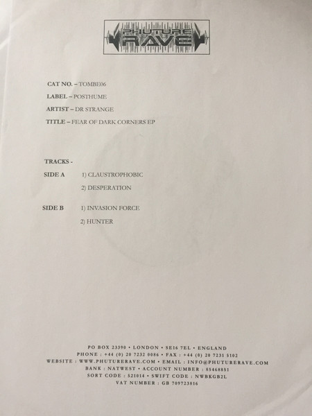 Fear Of Dark Corners back cover