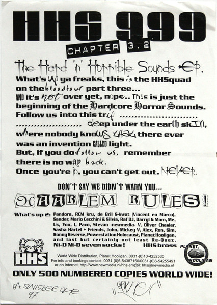 Hard 'n Horrible Sounds E.P back label