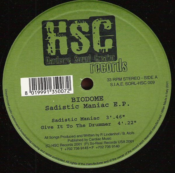 Sadistic Maniac E.P. back cover