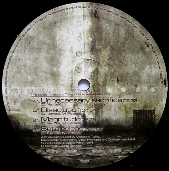 Unnecessary Sacrifice back label