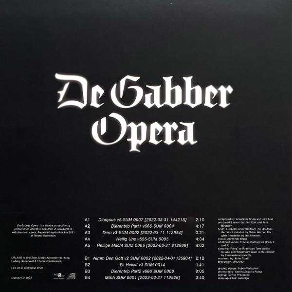 De Gabber Opera back cover